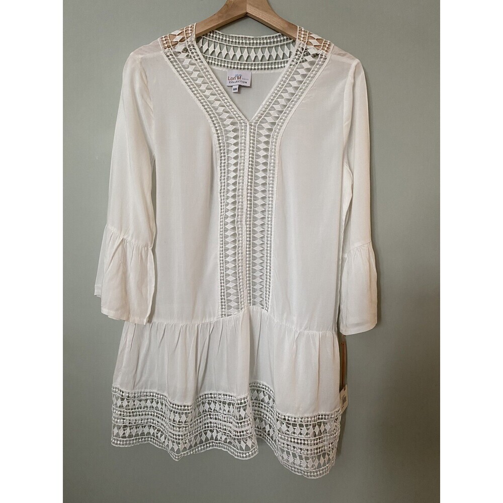 Lori M women's Swim Beach Cover Up Dress White Size M NWT